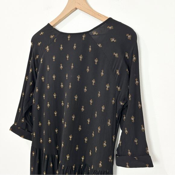 Garnet Hill Women's Gray Easy Bohemian Pocket Dress 3/4 Sleeve V-Neck size 14 - Picture 5 of 8